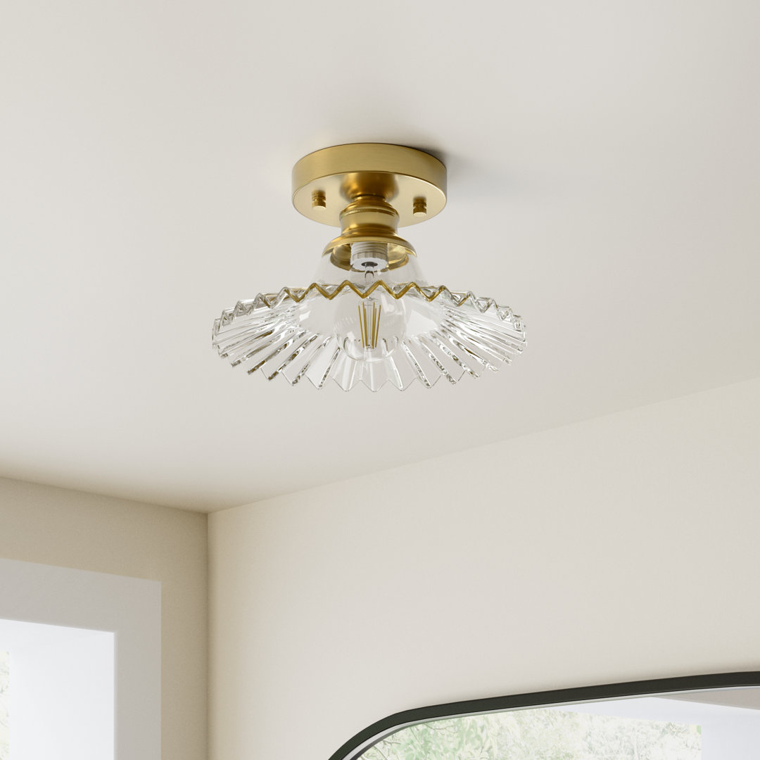 Saffon 8.5" Retro Scalloped Semi Flush Mount